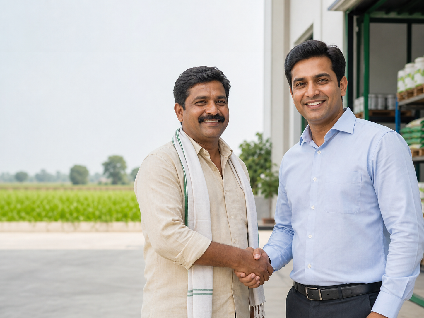 SCV representative welcoming an agricultural business partner